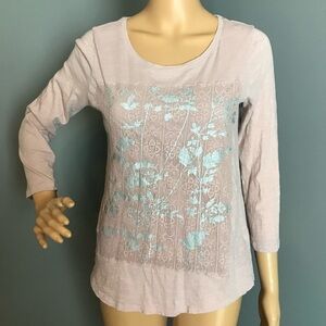 Lucky Brand Women’s Top – Pink & Silver, 3/4 Sleeves, Size Small